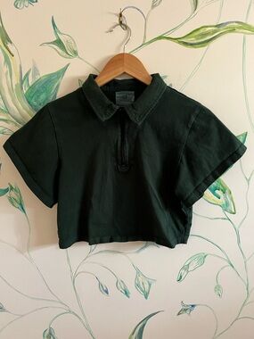 Fashion Brand Company Dark Green Polo Crop Top